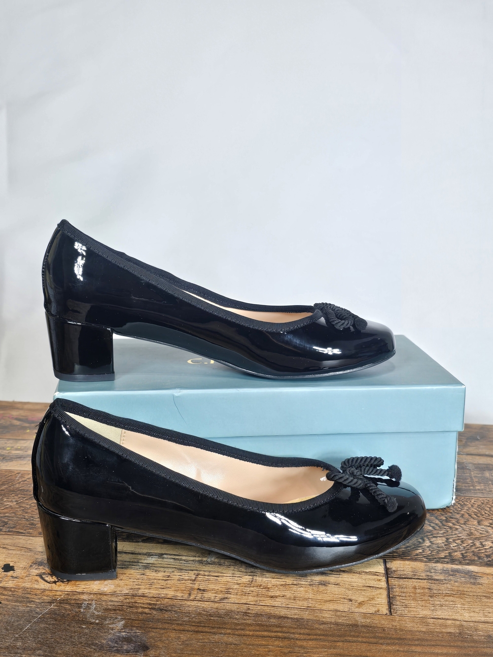 C. Paravano Bow knotted Ballet Block Heels Lacy Size 8 - Picture 4 of 16